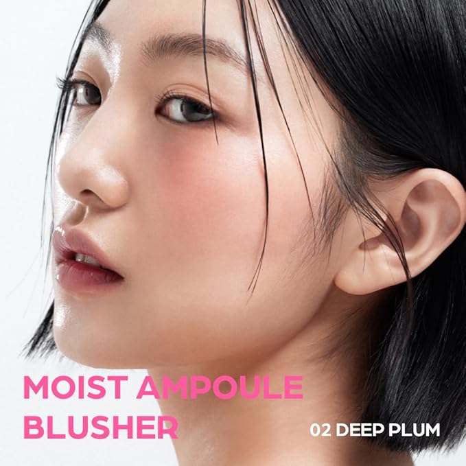 Moist Ampoule Blusher with 50% Moisture Essence | Hydrating & Long-Lasting Blush | 0.68fl.oz (9 Shades) (Deep Plum)