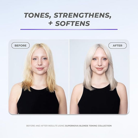 XMONDO Hair Supernova Blonde Toning Conditioner | Vegan Formula with Vegetable Proteins, Jojoba Oil, and Violet Pigments to Replenish, Restore, and Reduce Yellow Tones in Blonde Hair, 8 Fl Oz 1-Pack