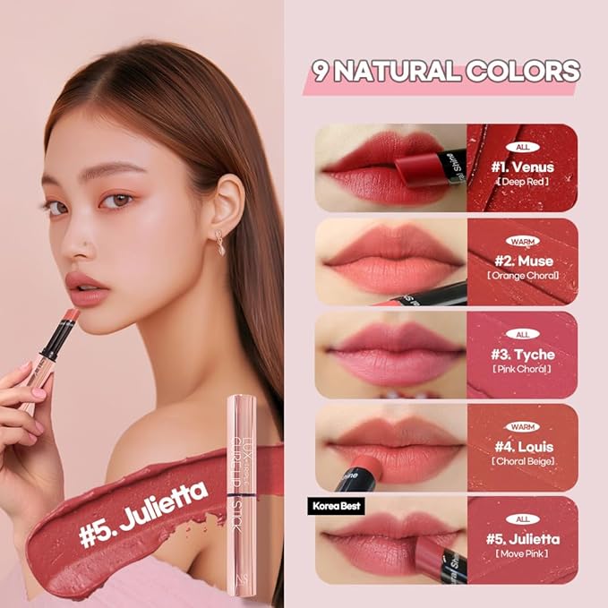 Lux Triple Cure Lipstick Venus (Deep Red) (0.12oz) Natural Tinted Korean Lip Balm, Petroleum/Paraben Free natural ingredients moisturizing + exfoliating + coloring all at once,lip balm hydrating