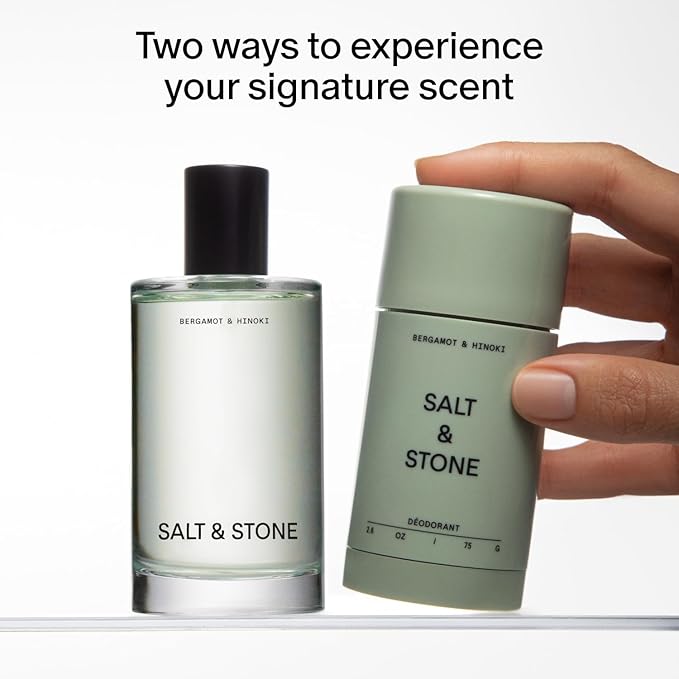 Salt & Stone Signature Scent Duo Set | 48 Hour Aluminum-Free Deodorant & Hydrating Body Mist | Skincare-Infused Deodorant & Body Spray | Bergamot & Hinoki