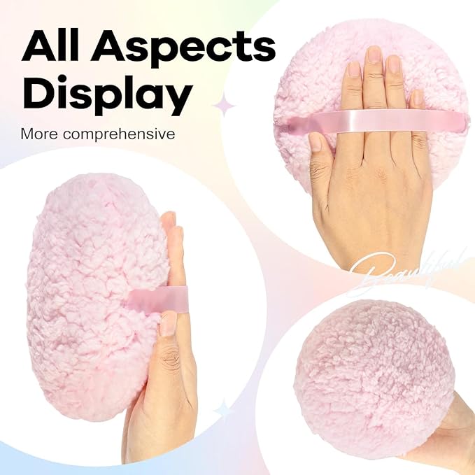 Powder Puff, Large 6'' Body Powder Puff for Dusting Powder, Women Powder Puff with Storage Container for Bath, Body Powder Applicator and Oversize Powder Puffs (Charming Pink)
