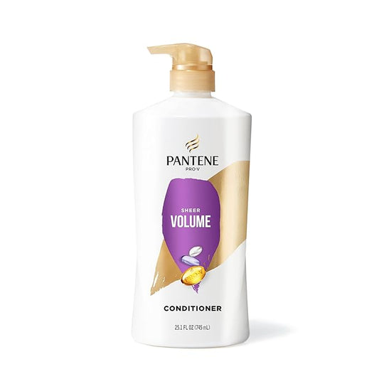 Pantene Conditioner, Sheer Volume - 72-Hour Fullness, Lightweight Nourishment with Pro-Vitamin B5 + Antioxidants, Fine, Thin, Color-Treated Hair, Paraben Free, Strengthens Bonds, 25.1 Fl Oz
