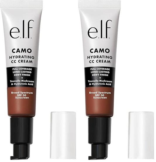 e.l.f. Hydrating Camo CC Cream, SPF 30, Color Correcting Full Coverage Foundation For A Dewy Finish, Vegan & Cruelty-Free, Deep 560 C (Pack of 2)