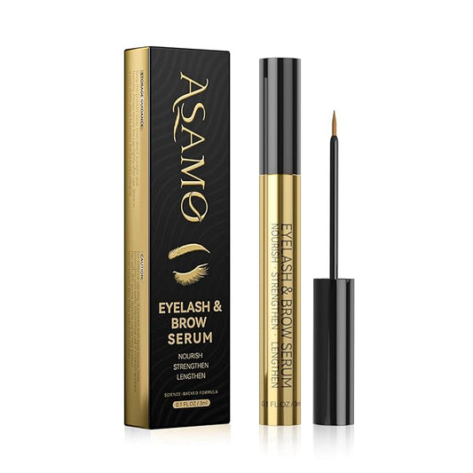 ASAMO Eyelash & Eyebrow Growth Serum - 2-in-1 Lash & Brow Enhancer for Longer, Thicker, Fuller Looking Lashes - Advanced Peptide Formula, Vegan & Cruelty-Free, Safe for Sensitive Eyes - 3ml