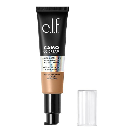 e.l.f. Camo CC Cream, SPF 30 Color-Correcting Medium-To-Full Coverage Face Foundation, Delivers An Airbrushed Finish, Vegan & Cruelty-Free, Medium 355 W