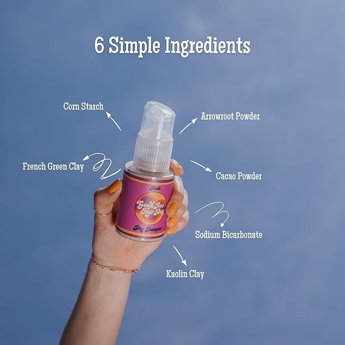 Good A- Hair Day Dry Shampoo Powder (Dark) – Non-Aerosol, Talc-Free, All-Natural, Vanilla Scent – Absorbs Oil, Refreshes Hair Between Washes, Handmade in USA, Travel Size