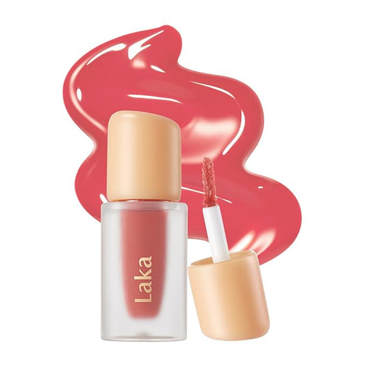 Laka Fruity Glam Lip Tint Mini, 1.9g/0.07oz, Glowing Lip Stain with Wide Color Spectrum, Hydrating & Lightweight Texture, Long-Lasting Bold Stain, Non-Sticky, Vegan, K-Beauty (#101 Joyful)