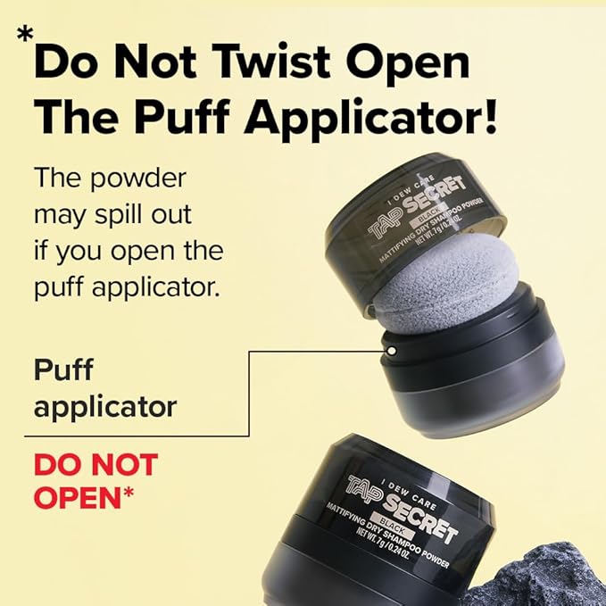 I DEW CARE Biotin Clarifying Dry Shampoo - Tap Secret Black | Strengthening & Volumizing, Powder Type, Refillable, Travel size, Non-aerosol, Brunette, Korean Ginseng, 0.24 Oz