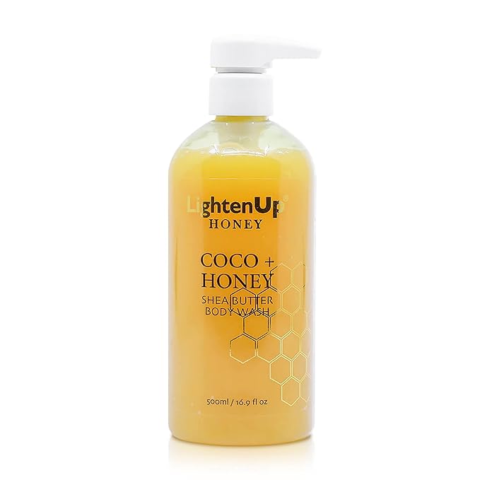 OMIC Lighten-Up LightenUp Honey Body Wash - 16.9 Fl oz / 500 ml - Natural Shower Gel, Cruelty Free, Premium Honey Extract, with Shea Butter
