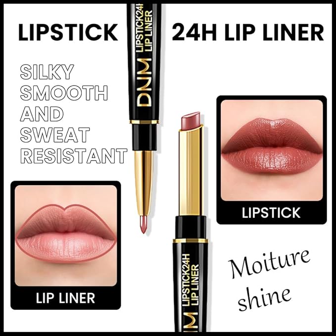 evpct 1Pcs Plummy Terracotta Shine Lip Liner and Lipstick Combo Set Kit for Women, Moisturizing Glossy Tinted Lip Stick Balm, Sheer Shine Juicy Finish, Lightweight Hydrating Formula Lip Care 45#