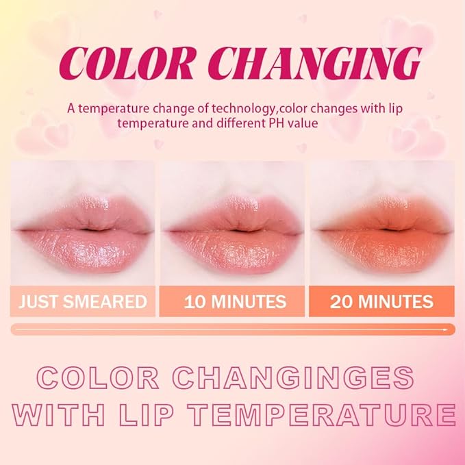 BINGBRUSH Color Changing Lipstick Set, PH Mood Peach Lip Balm and Gloss, Long Lasting Tinted Lip Stain (03# Coral Kiss, 1 Count (Pack of 1))
