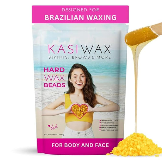 Hard Wax Beads for Brazilian Waxing – 1.1lb Hair Removal Wax Beads for Coarse Hair, Face, Underarms, Back, Chest, Bikini & Legs | Coarse to Fine Hair Formula + Gloves & 10 Large Applicator Sticks