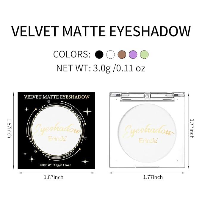 Erinde Single White Matte Eyeshadow Palette, Velvet Eye Shadow Compact Powder Primer Base Makeup, Long-Lasting Eye Makeup, Ultra-Blendable, Pigmented Color, Vegan Formula, 02# WHITE SWAN