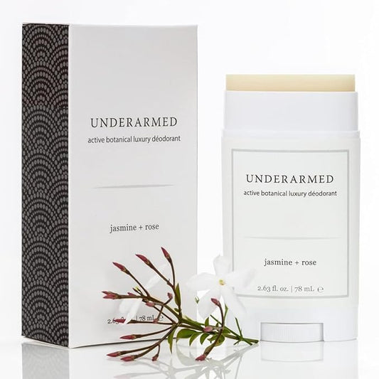 Underarmed Jasmine + Rose Aluminum-Free Deodorant, Coconut + Essential Oils, Baking Soda, Raw Honey & Mineral Salt | Non-GMO Vegan Formula For Women & Men