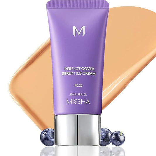 MISSHA M PERFECT COVER SERUM BB CREAM No.25 Warm Beige - Medium with Warm Undertone, BB Cream by Cardi B Pick, Skin Tint, Tinted Moisturizer, Skin Care Foundation Makeup, Korean Makeup,1.18 Fl oz