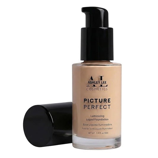 Ashley Lee Picture Perfect Luminizing Liquid Foundation – Lightweight Buildable Coverage, Natural Radiant Finish, Long-Lasting, Smooth Blend, Cruelty-Free, Glass Bottle (5. Vanilla)