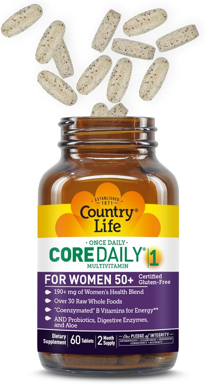 Country Life CORE Daily-1 for Women 50+ Multivitamin - Formulated for Women Over 50, Complete Daily Nutrition with Women's Health Blend, Coenzymated B Vitamins, Probiotics, and Digestive Enzymes