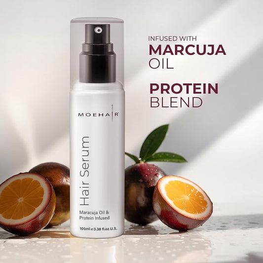 MOEHAIR Anti Frizz Hair Serum | Infused with Maracuja Oil and Protein | Hair Serum for Frizzy Hair | Paraben and Sulfate-Free Hair Smoothing Serum | For Strong and Silky Hair (3.38 Fl. Oz)