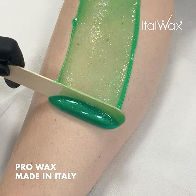 Italwax Top Line Emerald Jelly Wax 1.65lb (750g) – Ultra-Flexible Bright Green Glitter Gel for Large Areas, Applies in Super Thin Layers, Fast-Setting for Efficient Services – Made in Italy