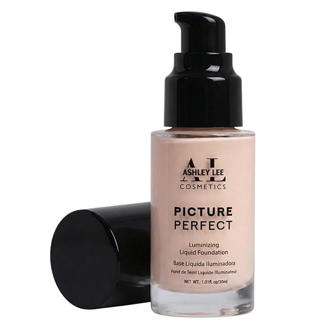 Ashley Lee Picture Perfect Luminizing Liquid Foundation – Lightweight Buildable Coverage, Natural Radiant Finish, Long-Lasting, Smooth Blend, Cruelty-Free, Glass Bottle (1. Alabaster)