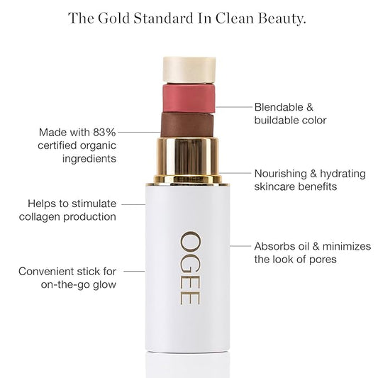 Ogee Face Stick Radiant Collection Trio - Contour Stick Makeup Collection - Certified Organic Contour Palette - Includes Bronzer Stick, Blush Stick & Highlighter Stick