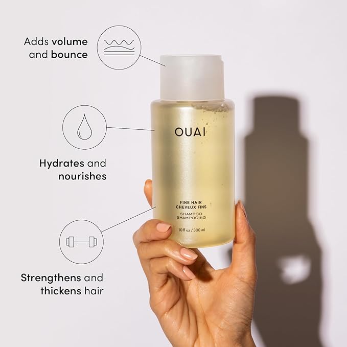 OUAI Fine Hair Shampoo & Conditioner Set, Travel Size - Volumizing Shampoo & Conditioner - With Strengthening Keratin, Biotin & Chia Seed Oil - Sulfate, Paraben & Phthalate Free (3 Oz)