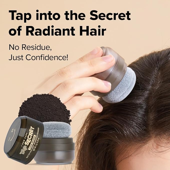 I DEW CARE Biotin Clarifying Dry Shampoo - Tap Secret Dark Brown | Strengthening & Volumizing, Powder Type, Refillable, Travel size, Non-aerosol, Brunette, Korean Ginseng, 0.26 Oz