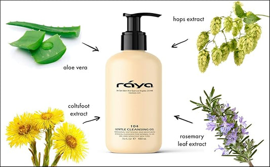 Raya Gentle Facial Cleansing Gel 16 oz (104) | Softening and Moisturizing Botanical Cleanser for Dry and Sensitive Skin| Helps Hydrate Smooth Complexion