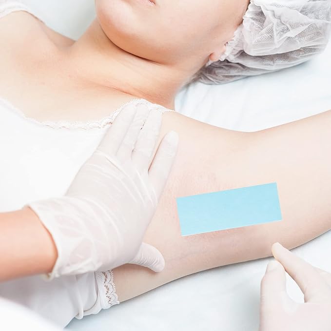 Blulu 400 Wax Strips Non Woven for All Skin Types Facial and Body Hair Removal Wax Paper Strips Epilating for Leg, Chest, Back, Intimate Area And Face 10 x 3.8 cm(Blue)