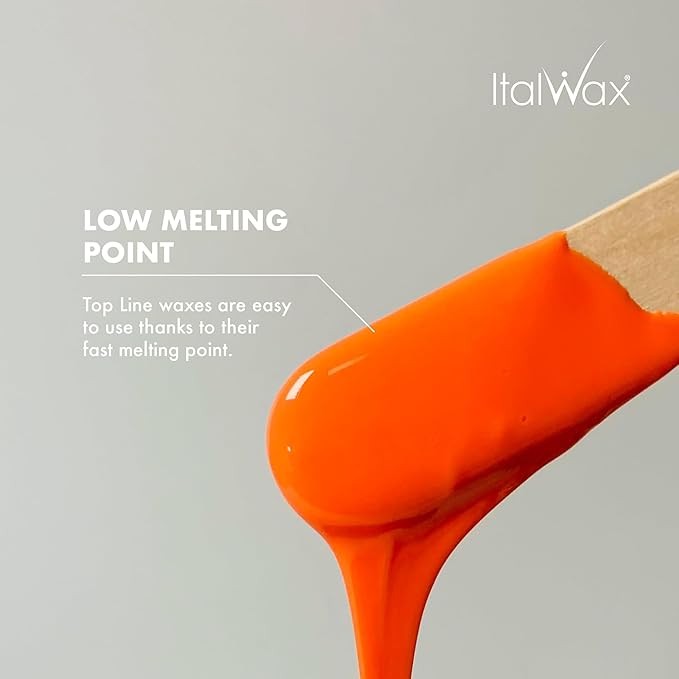 Italwax Top Line Coral Hard Wax 1.65lb (750g) – Creamy Intense Orange Texture with Strong Grip, Ideal for Bikini & Coarse Hair, Smooth Application for Sensitive Skin – Made in Italy