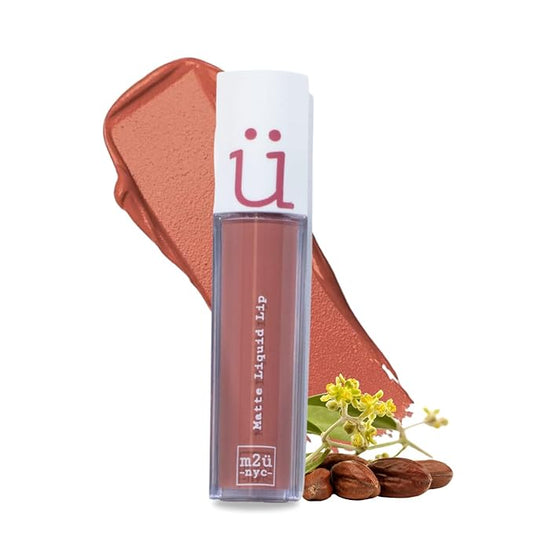 M2U NYC Nude Orange Matte Liquid Lipstick – Long Lasting High Impact Color with Up to 17H Wear – Matte Lipstick for Women – No Budge, Lightweight Creamy Vegan Formula Infused with Jojoba Oil
