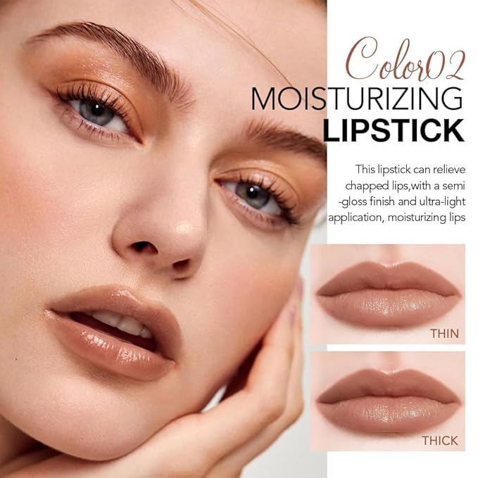 Nude Brown Tinted Lip Balm, Hydrating Sheer Soft Matte Finish Lipstick for Women, Creamy Natural Color Lip Tint Balm Lightweight And Non-greasy Lip Glow Long Lasting Waterproof for Dry Lips 02#