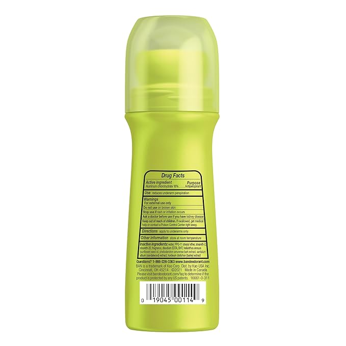 Ban Invisible Roll-on Antiperspirant Deodorant for Women and Men, 24-hour Underarm Odor & Sweat Protection, Regular Scent, 3.5 Oz, Pack of 4