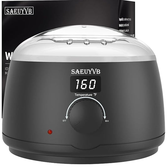 SAEUYVB Professional Digital Wax Warmer with Lid and 16oz Pot for Hair Removal (Black)