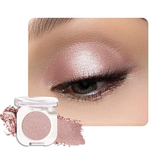 Champagne Shimmer Single Glitter Cream Eyeshadow Makeup, Rose Gold Cream Eye Shadow for Women, Sheer Pink Glitter Monochrome Eyeshadow Pigmented Waterproof, Sombras para Ojos, Girls Daily Gifts