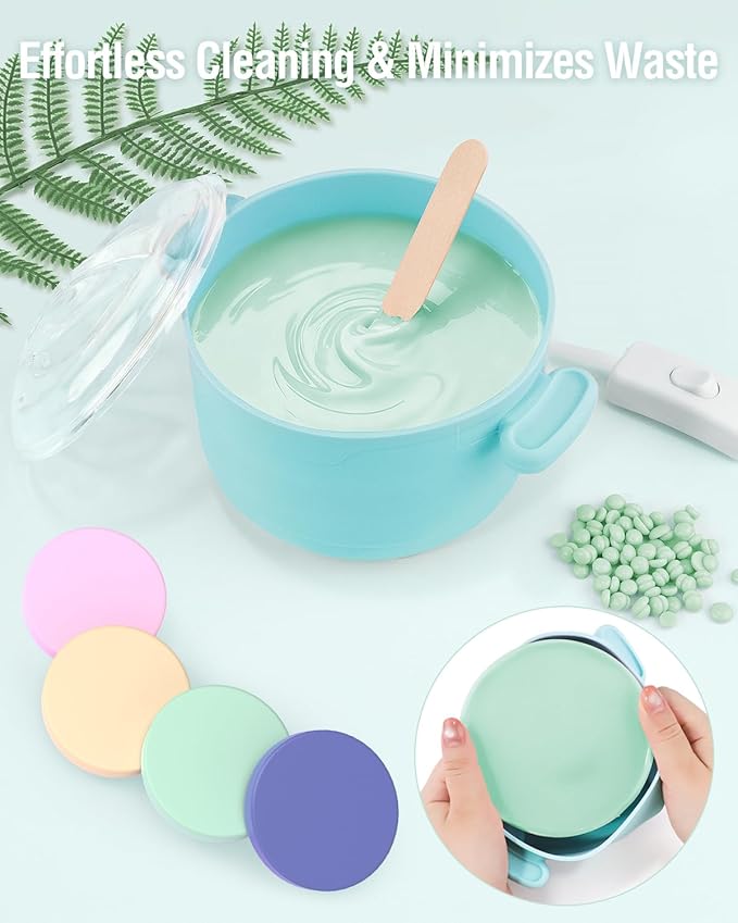 Silicone Wax Warmer for Hair Removal, Foldable Hot Wax Melter Machine for Hard and Soft Wax Beads, 18.6oz Electric Waxing Kit Silicone Heater Pot for Full Body, Legs, Face, Eyebrows & Bikini
