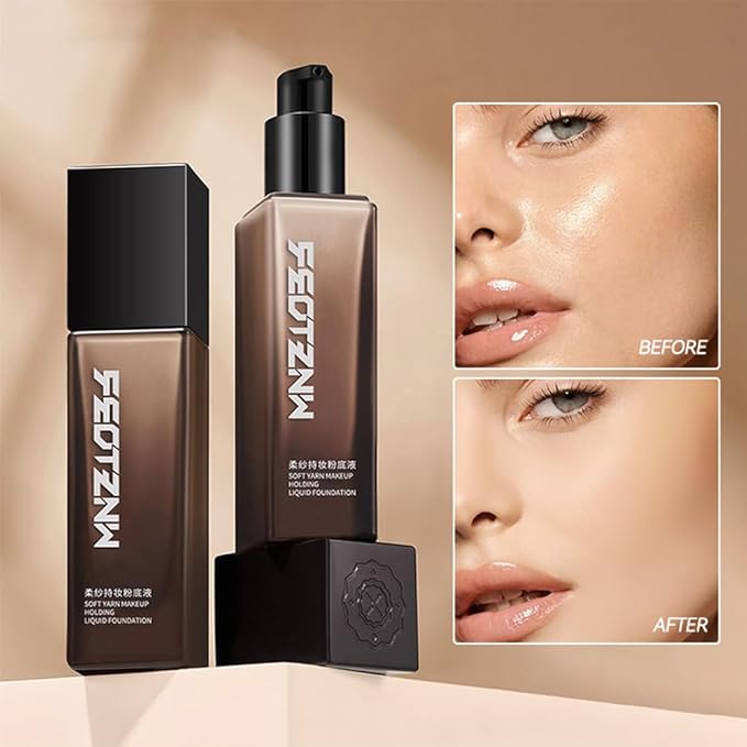 Feotznw Liquid Foundation - Lightweight, Semi-Matte Finish, Medium Coverage for Oily Skin & Uneven Tone, Vegan & Cruelty-Free, 1.014 fl Oz (Ivory)