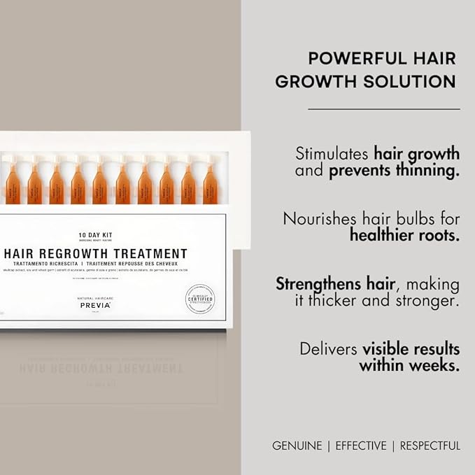 PREVIA Hair Regrowth Treatment | Formulated with Skullcap Extract, Soy & Wheat Germ | Clinically Proven Formula for Thicker & Stronger Hair | Pack of 3 (10x 0.10 Fl Oz)
