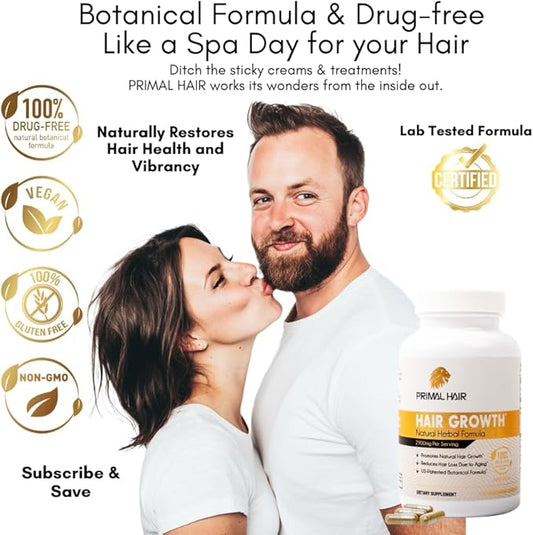3 PK- 100% Natural Growth Treatment, Reduces Hair Loss, US Patented Formula Proven Effective for Men & Women, 100% Vegan, Non-GMO, 90-Day Supply, 3 Pack