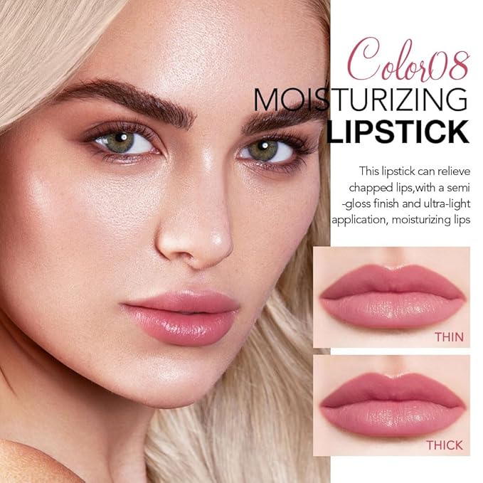 Soft Pink Tinted Lip Balm, Hydrating Sheer Soft Matte Finish Lipstick for Women, Creamy Natural Color Lip Tint Balm Lightweight And Non-greasy Lip Glow Long Lasting Waterproof for Dry Lips 08#