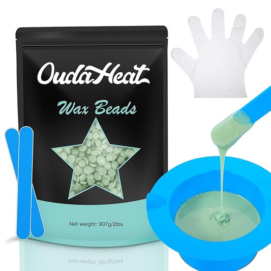 2 lb Hard Wax Beads, All-purpose Wax Beans with Silicone Wax Pot for Sensitive Skin, Brazilian Coarse Waxing for Bikini, Face, Eyebrow, Back, Chest, Legs, Armpit, Women Men, Rose