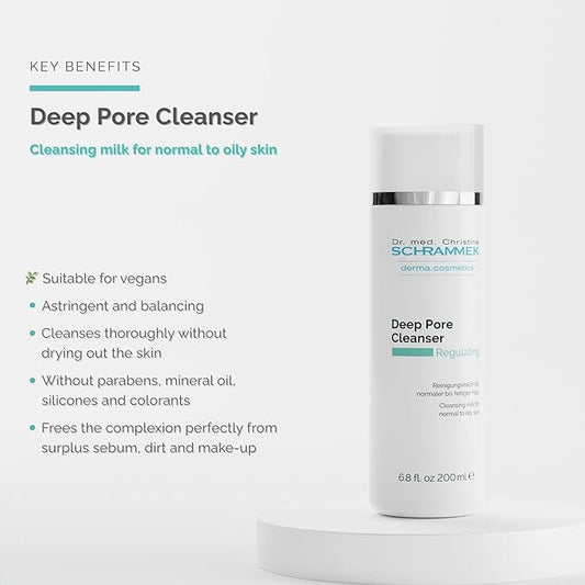 Schrammek Deep Pore Cleanser (6.8 fl oz) - Cleansing Milk for Normal Skin - Makeup Removal - Face Wash & Cleanser – No Parabens - Skin Care - Dr