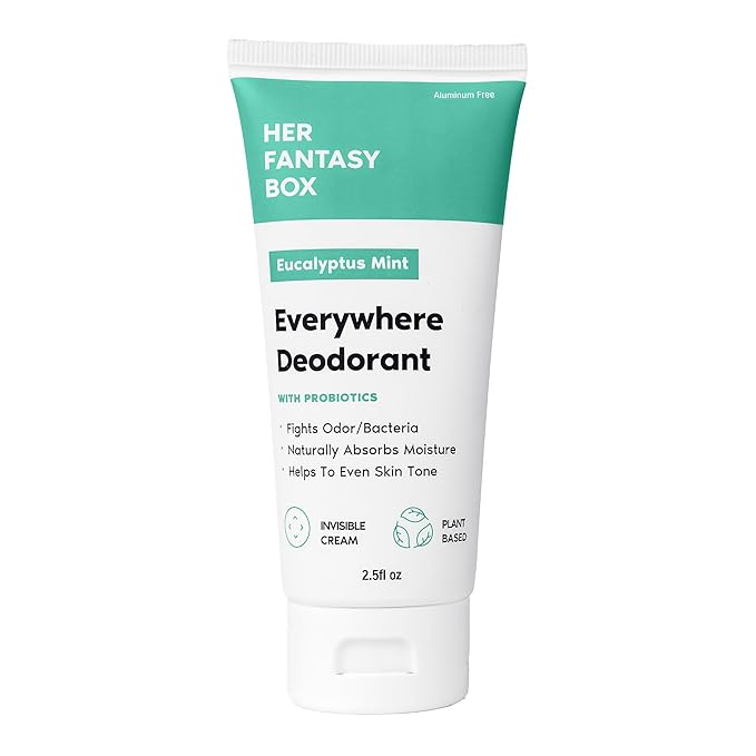 Her Fantasy Box | Everywhere Deodorant | with Probiotics - Mint Scent | Aluminum-Free, Naturally Absorbs Moisture | Fights Odor & Bacteria | Skin-Improving Formula