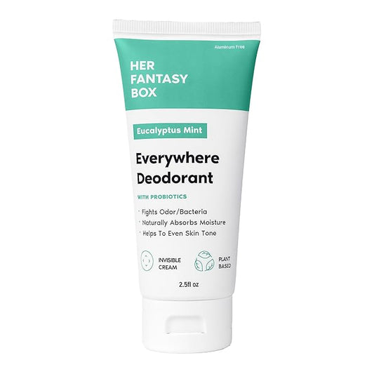 Her Fantasy Box | Everywhere Deodorant | with Probiotics - Mint Scent | Aluminum-Free, Naturally Absorbs Moisture | Fights Odor & Bacteria | Skin-Improving Formula