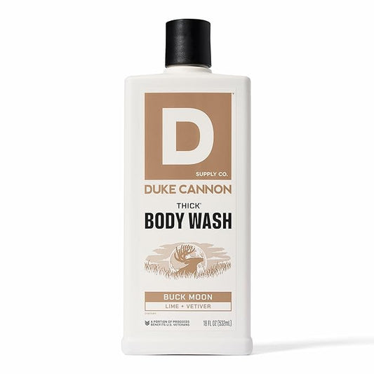 Duke Cannon Supply Co. Thick High Viscosity Body Wash – 3X Thicker, Cleansing Shower and Bath Gel, Mineral-Enriched for Men – Shower Gel – Men’s Body Scrub – Buck Moon (18 oz)