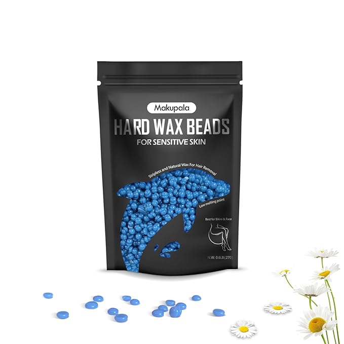 0.6 lb Hard Wax Beads for Hair Removal, Brazilian Waxing Beads for Sensitive Skin Bikini Body Face Nose Coarse and Fine Hair, 9.6 oz Blue Stripless Wax Bean, Women Men Beginner-Friendly Home