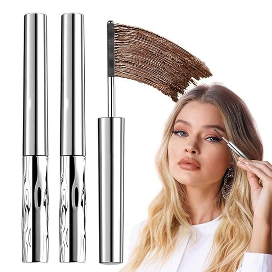 2 Pcs Iron Wand Mascara, 2026 Upgraded Waterproof Metal Wand Mascara Volume and Length, Long-Lasting Fine Tip 3D Curling Eyelash Lash Extensions (Brown-A)