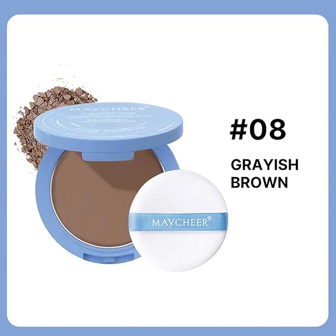 Maycheer Face Powder - Maycheer Setting Powder, Waterproof Long Lasting Finishing Powders, Lightweight Oil Control Facial Powders for Face (08# GRAYISH BROWN)