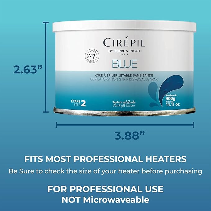 Cirepil - Blue - 400g / 14.11 oz Hard Wax Tin - Face & Body Wax, Unscented & No Strip Needed - Perfect for Sensitive Skin & Brazilian Waxing - Fluid Gel Texture, Easy Hair-Removal