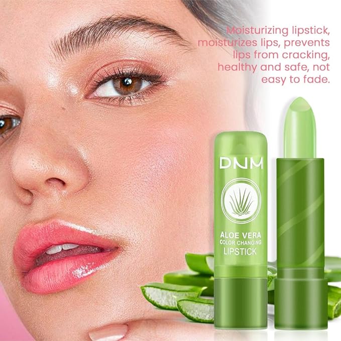 BINGBRUSH Aloe Vera Color Changing Lipstick Queen,Long Lasting Lip Care Nutritious Plumper Lip Balm Moisturizer Magic PH Temperature Color Change Lip Gloss Makeup Set for Women